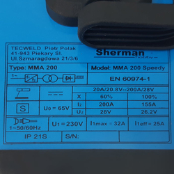 Invertorová mini svářečka Sherman MMA 200 Speedy