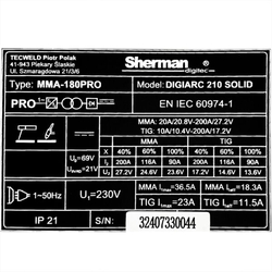 Invertorová mini svářečka Sherman DIGIARC 210 SOLID