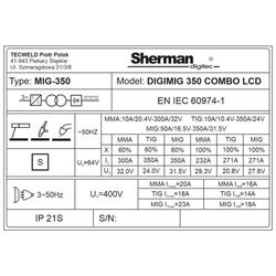 Svařovací invertor Sherman DIGIMIG 350 COMBO LCD