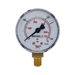 Manometr (tlakoměr) 315 Bar CO2/Ar pro redukční ventily řady Mini průměr 50mm