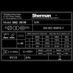 Svařovací profi invertor Sherman MIG 351M/4R