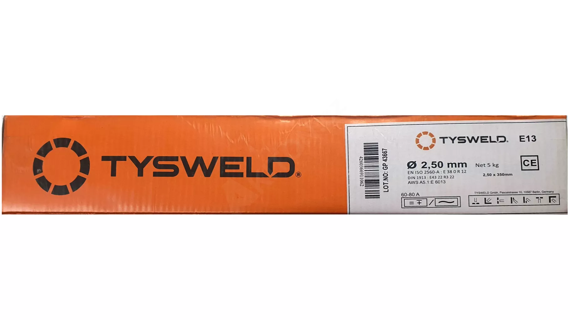 Elektroda E13 TYSWELD ® E6013 rutilová růžová 2,5 x 350mm, balení 5kg