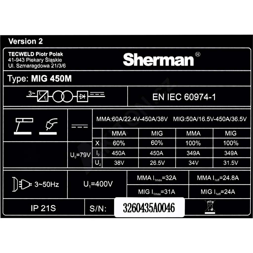 Svařovací profi invertor Sherman MIG 450M/4R
